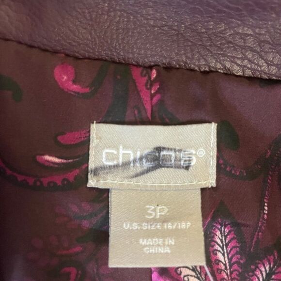 Chico's Faux Leather Moto Jacket Wine NWOT - Picture 6 of 7